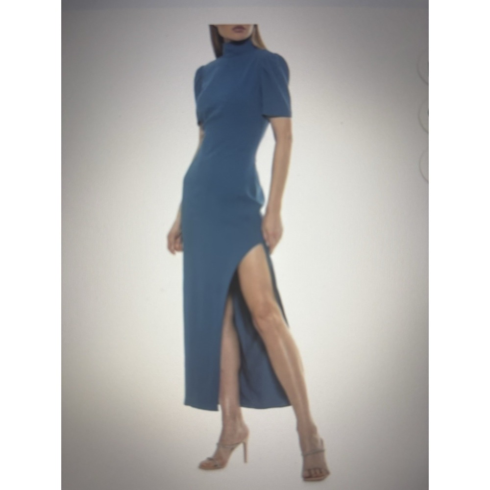 Alexa‎ Admor The Dixie Sheath Dress Womens Size 14 Blue Mock Neck Short Sleeve